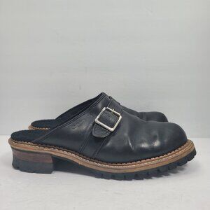 Georgia Boot Men's Black Leather Clogs With Buckle Strap G0150 US Size 12M
